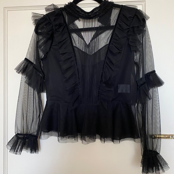 Anthropologie Maggie Sheer Victorian Blouse Geisha - Picture 4 of 8